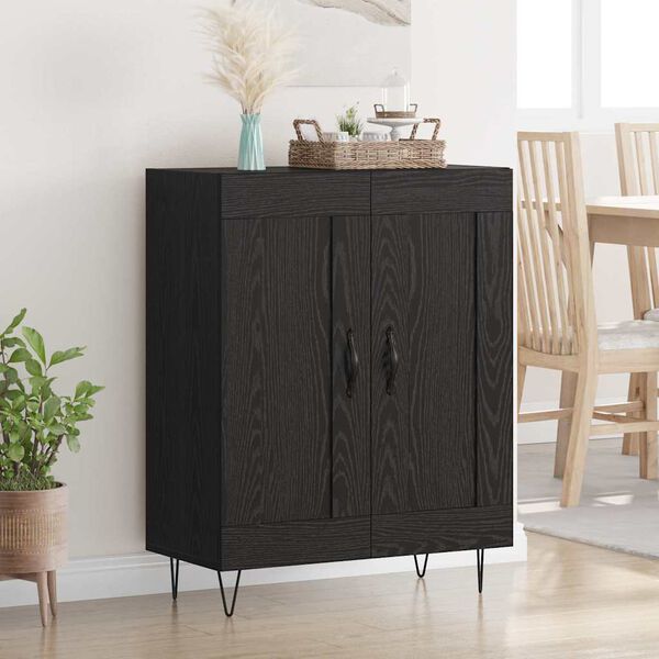 vidaXL Sideboard Black Oak 69.5 x 34 x 90 cm Engineered Wood and Iron