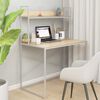 vidaXL Computer Desk White and Oak 110x60x138 cm Engineered Wood