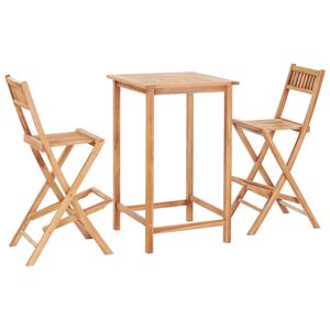 vidaXL 3 Piece Bar Set Solid Teak Wood