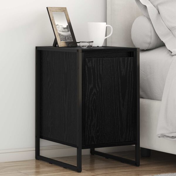 vidaXL Bedside Table Black Oak 39.5 x 30 x 50 cm Engineered Wood