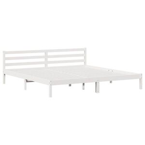 vidaXL Bed Frame White 225.5 x 185.5 x 69.5 cm Solid Pine Wood