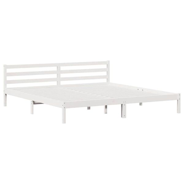 vidaXL Bed Frame White 225.5 x 185.5 x 69.5 cm Solid Pine Wood