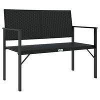 vidaXL 2-Seater Garden Bench Black Poly Rattan