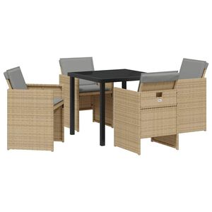 vidaXL Garden Dining Set 5 pcs Beige Poly Rattan