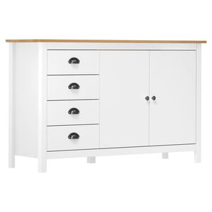 vidaXL Sideboard Hill White 130x40x80 cm Solid Pine Wood