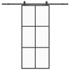 vidaXL Sliding Door with Hardware Set Black 90x205 cm ESG Glass
