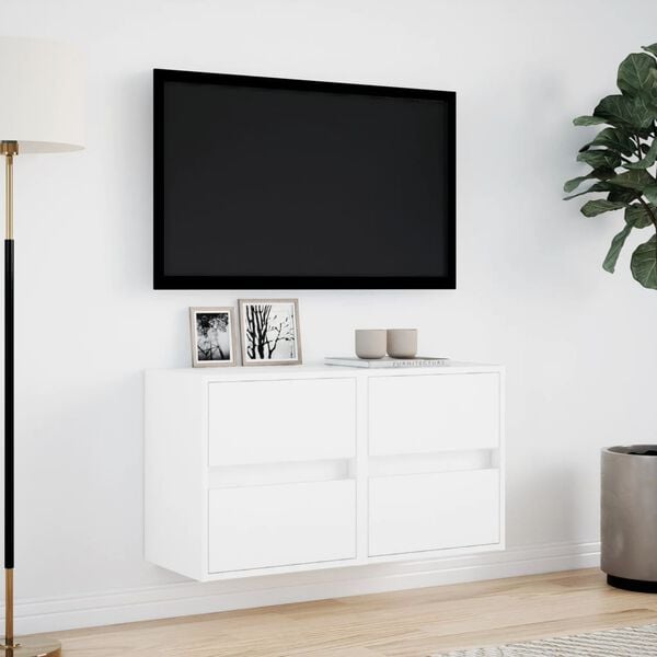 vidaXL TV Wall Cabinets with LED Lights 2 pcs White 41x31x45 cm