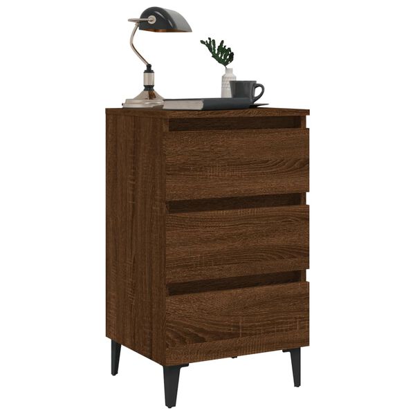 vidaXL Bed Cabinets with Metal Legs 2 pcs Brown Oak 40x35x69 cm