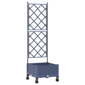 vidaXL Garden Planter with Trellis&Wheels Grey 40 x 40 x 131.5 cm PP