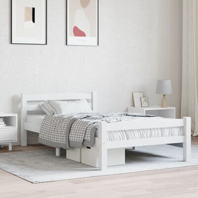 vidaXL Bed Frame White Solid Pinewood 90x200 cm