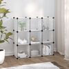vidaXL Storage Cube Organiser with 9 Cubes and Doors Transparent PP