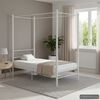vidaXL Canopy Bed Frame without Mattress White Metal 100x200 cm