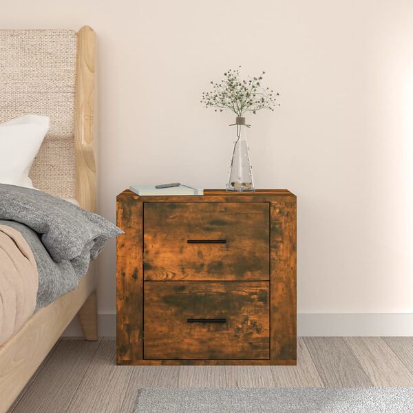 vidaXL Wall-mounted Bedside Cabinet Smoked Oak 50x36x47 cm