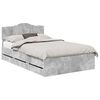 vidaXL Bed Frame with Drawer Concrete Grey 135 x 190 cm Engineer Wood