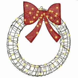 vidaXL Wreath Warm white 75 x 75 x 8 cm Rattan 60 LEDs