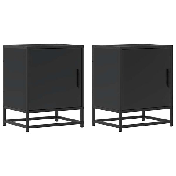 vidaXL Bedside Cabinets 2 pcs Black 40x31x50 cm Engineered Wood and Metal