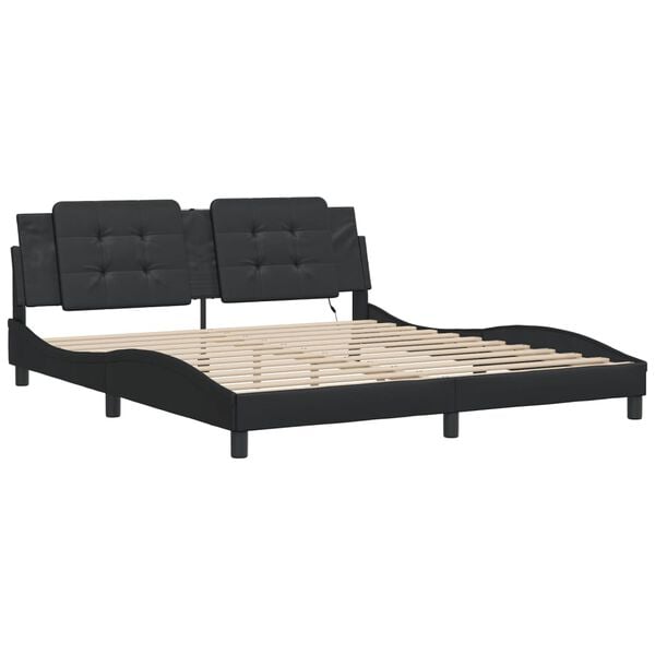 vidaXL Bed Frame with LED without Mattress "Zadar" Black 180x200 cm