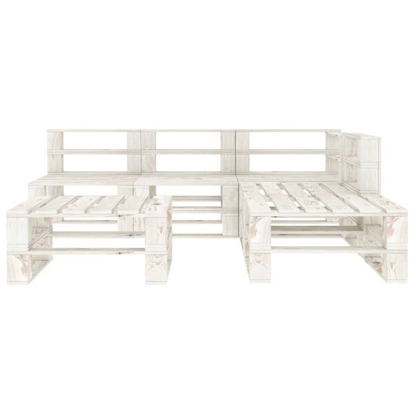 vidaXL 6 Piece Garden Pallets Lounge Set Wood White