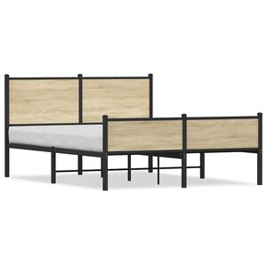 vidaXL Metal Bed Frame without Mattress Sonoma Oak 150x200 cm King Size