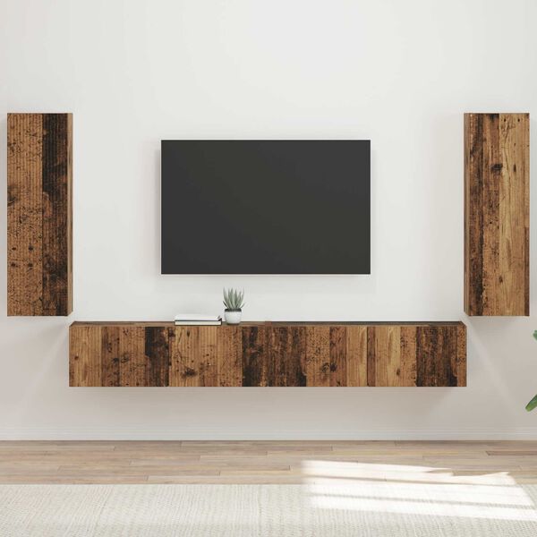 vidaXL Wall-mounted 4 pcs Old Wood