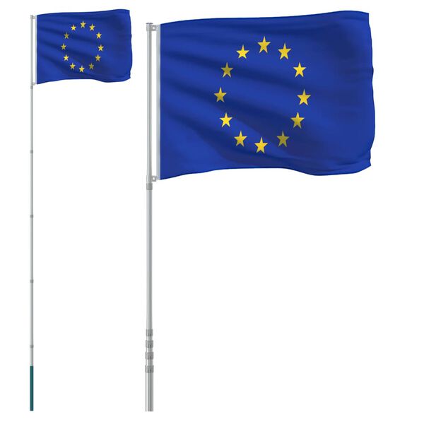 vidaXL Europe Flag and Pole 5.55 m Aluminium