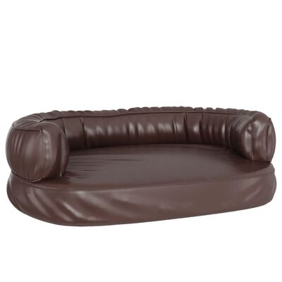vidaXL Ergonomic Foam Dog Bed Brown 60x42 cm Faux Leather