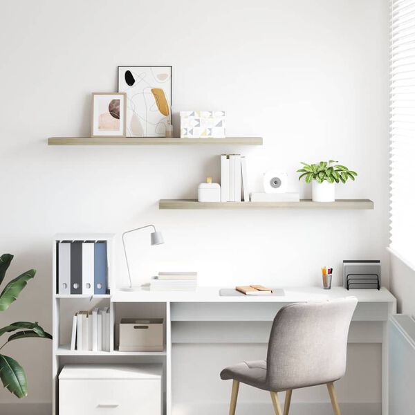 vidaXL Floating Wall Shelves 2 pcs Oak 120x23.5x3.8 cm MDF