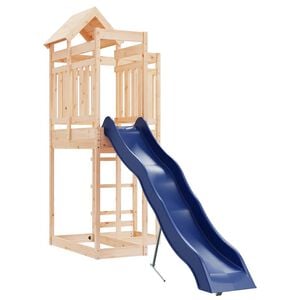 vidaXL Outdoor Playset | Natural Wood, Blue | Solid Pine Wood, Polypropylene