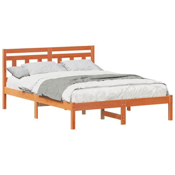 vidaXL Bed Frame Brown 140 x 190 cm Solid Pine Wood