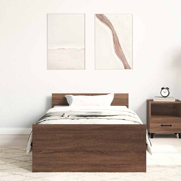 vidaXL Bed Frame without Mattress Brown Oak 100x200 cm Engineered Wood
