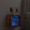 vidaXL TV Wall Cabinet with LED Lights Smoked Oak 30x28.5x30 cm