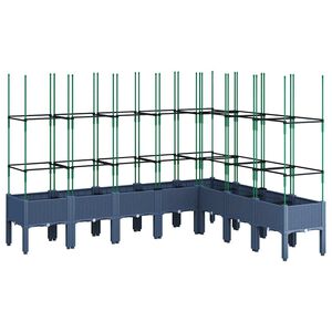 vidaXL Garden Planter with Trellis Blue Grey 200x160x142.5 cm PP
