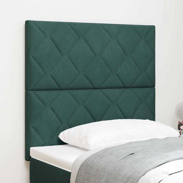 vidaXL LED Headboard with Headboard Dark Green 100 cm Faux Leather
