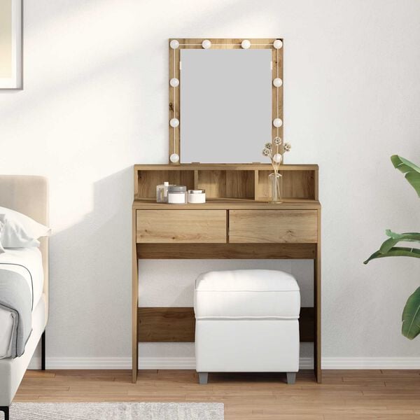 vidaXL Dressing Table Black oak 80 x 41 x 144.5 cm Engineered wood