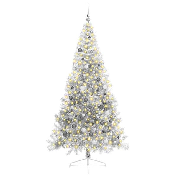 vidaXL Artificial Pre-lit Christmas Tree Silver 240 cm PET