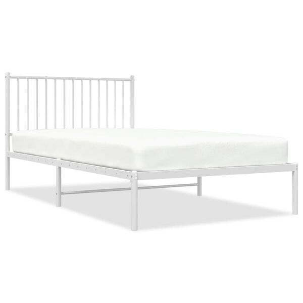 vidaXL Metal Bed Frame without Mattress with Headboard White 107x203cm