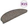 vidaXL Stair Mats Self-adhesive Sisal-Look 15 pcs 65x21x4 cm Brown Beige