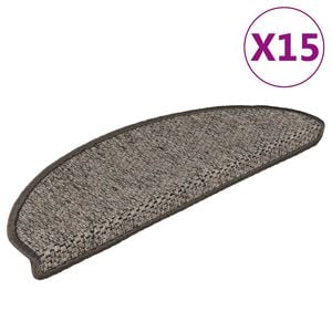 vidaXL Stair Mats Self-adhesive Sisal-Look 15 pcs 65x21x4 cm Brown Beige