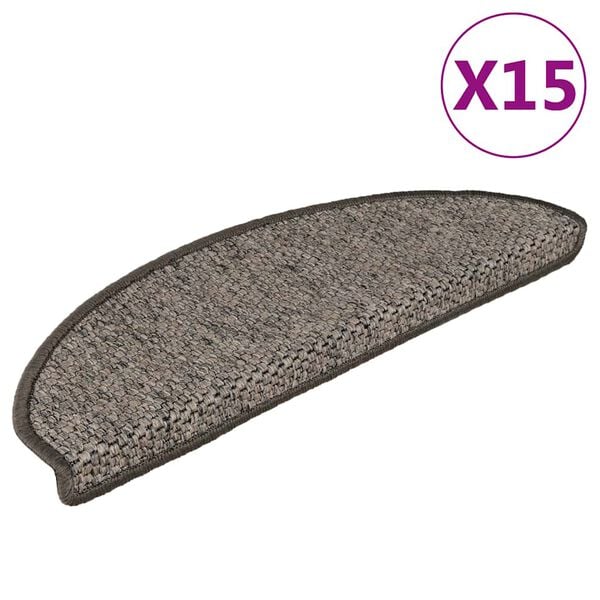 vidaXL Stair Mats Self-adhesive Sisal-Look 15 pcs 65x21x4 cm Brown Beige