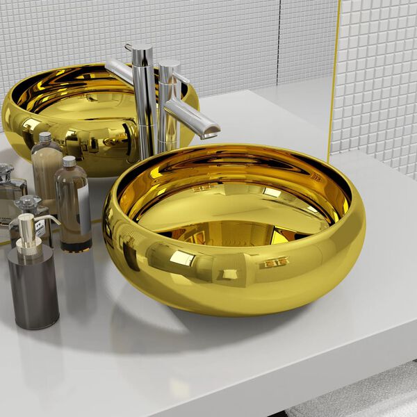 vidaXL Wash Basin 40x15 cm Ceramic Gold