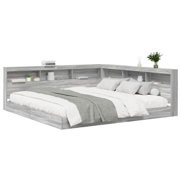vidaXL Bookcase Bed Grey sonoma 180 x 200 cm Engineered wood