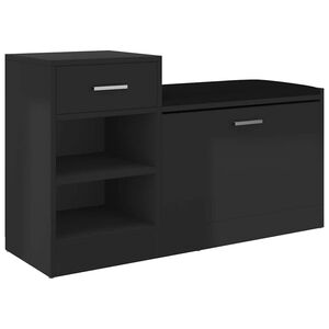 vidaXL Shoe Bench | Shiny black | Engineered wood, MDF, faux leather