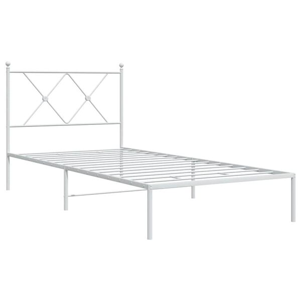 vidaXL Metal Bed Frame without Mattress with Headboard White 90x190cm