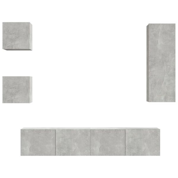 vidaXL 5 Piece TV Cabinet Set Concrete Grey Engineered Wood