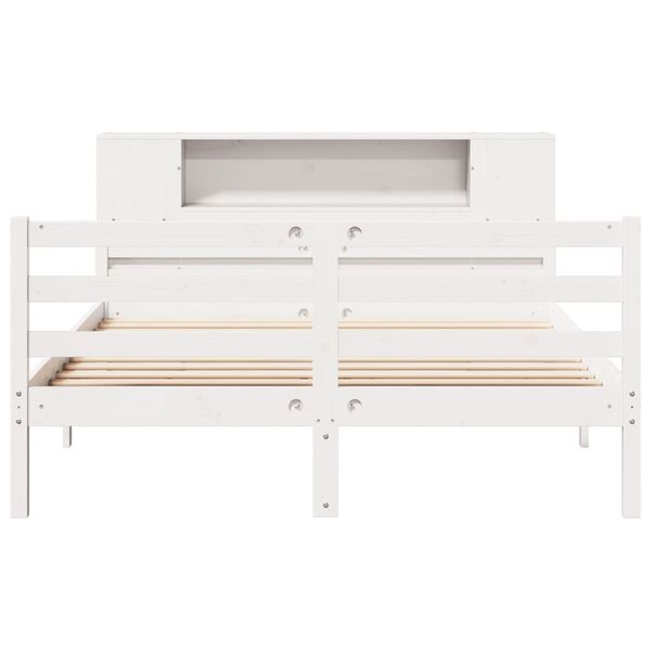vidaXL Bookcase Bed without Mattress White 135x190 cm Double Solid Wood Pine