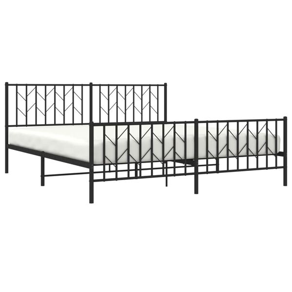 vidaXL Metal Bed Frame without Mattress with Footboard Black 183x213cm