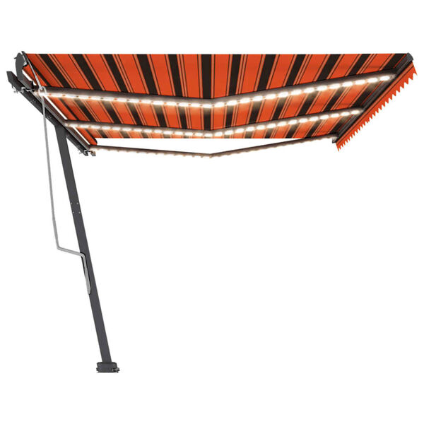 vidaXL Manual Retractable Awning with LED 600x300 cm Orange and Brown
