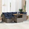 vidaXL 7 Piece Garden Sofa Set with Cushions Black Poly Rattan Acacia
