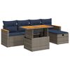 vidaXL 6 Piece Garden Sofa Set with Cushions Grey Poly Rattan Acacia