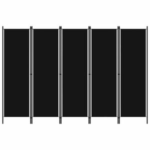 vidaXL 5-Panel Room Divider Black 250x180 cm